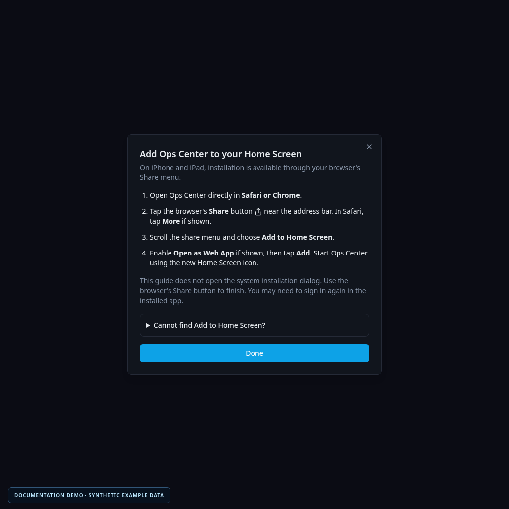 Ops Center installation help with the supported browser and mobile paths
