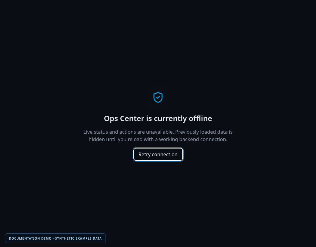 Explicit offline state in the installed Ops Center interface