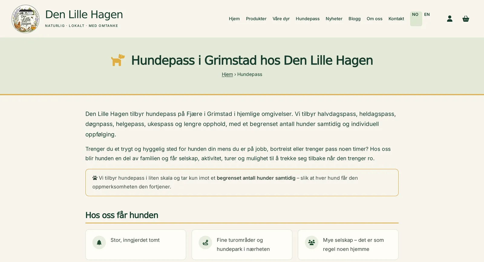 Den Lille Hagen dog-care page
